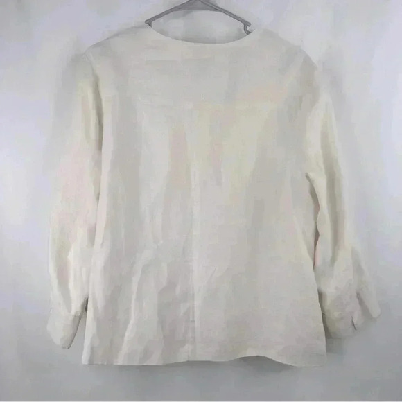 Style & Co Women’s Off White 100% Linen Cropped Blazer 3/4 Sleeves Plus Size 14 - Picture 2 of 11